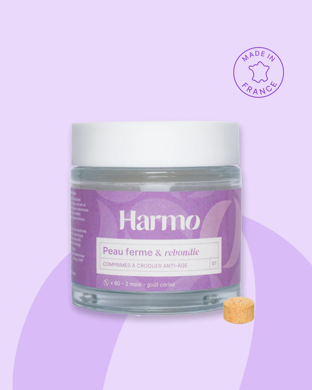 Pot de comprimés à croquer Harmo Peau ferme et rebondie, complément beauté Made in France